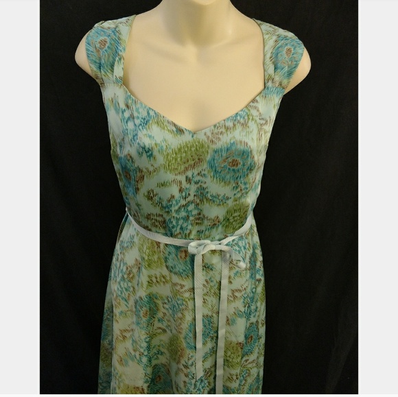 Loft Turquoise & Blue Cap Sleeves Dress - Picture 5 of 6